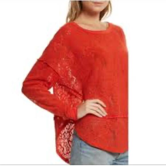FREE PEOPLE Not Cold In This Top In Red Sweater M - Picture 1 of 8